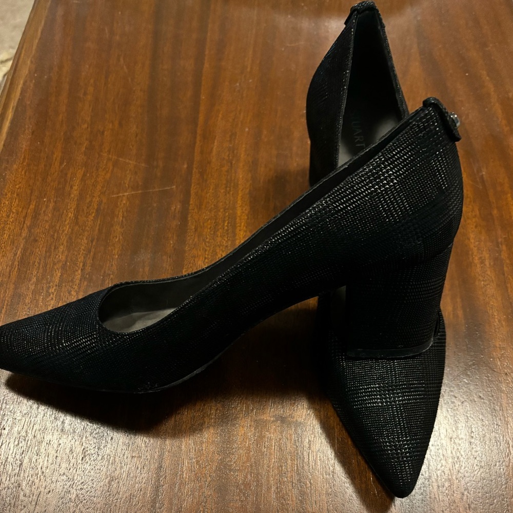 Stuart Weitzman black plaid pumps